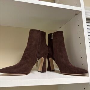 Mocha Suede coach booties